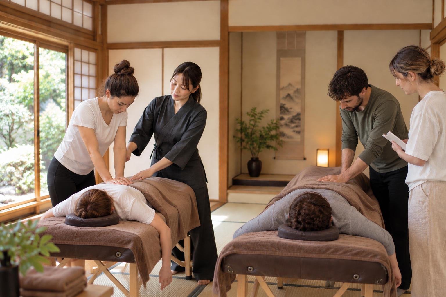 Students practicing Zen Alignment Bodywork in Osaka, Japan