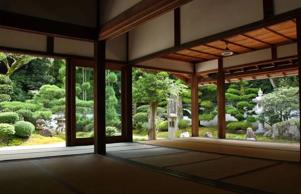 Traditional Japanese room overlooking a garden